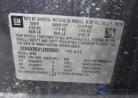 2018 Chevrolet Equinox Ls z USA, uszkodzony, nr VIN 3GNAXREV1JS608801